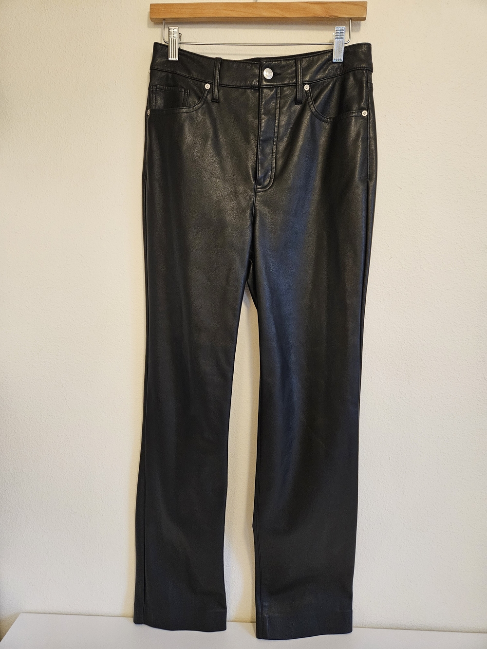 Express Women's Black Faux Leather Pants 90s Slim Fit